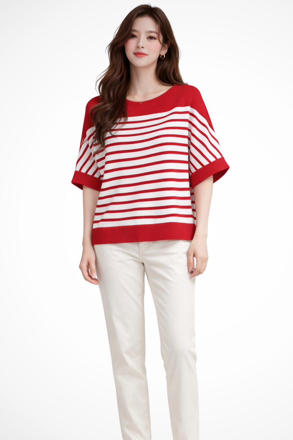 Tilda | Damen Oversize Shirt – Gestreift & Rundhals Modern