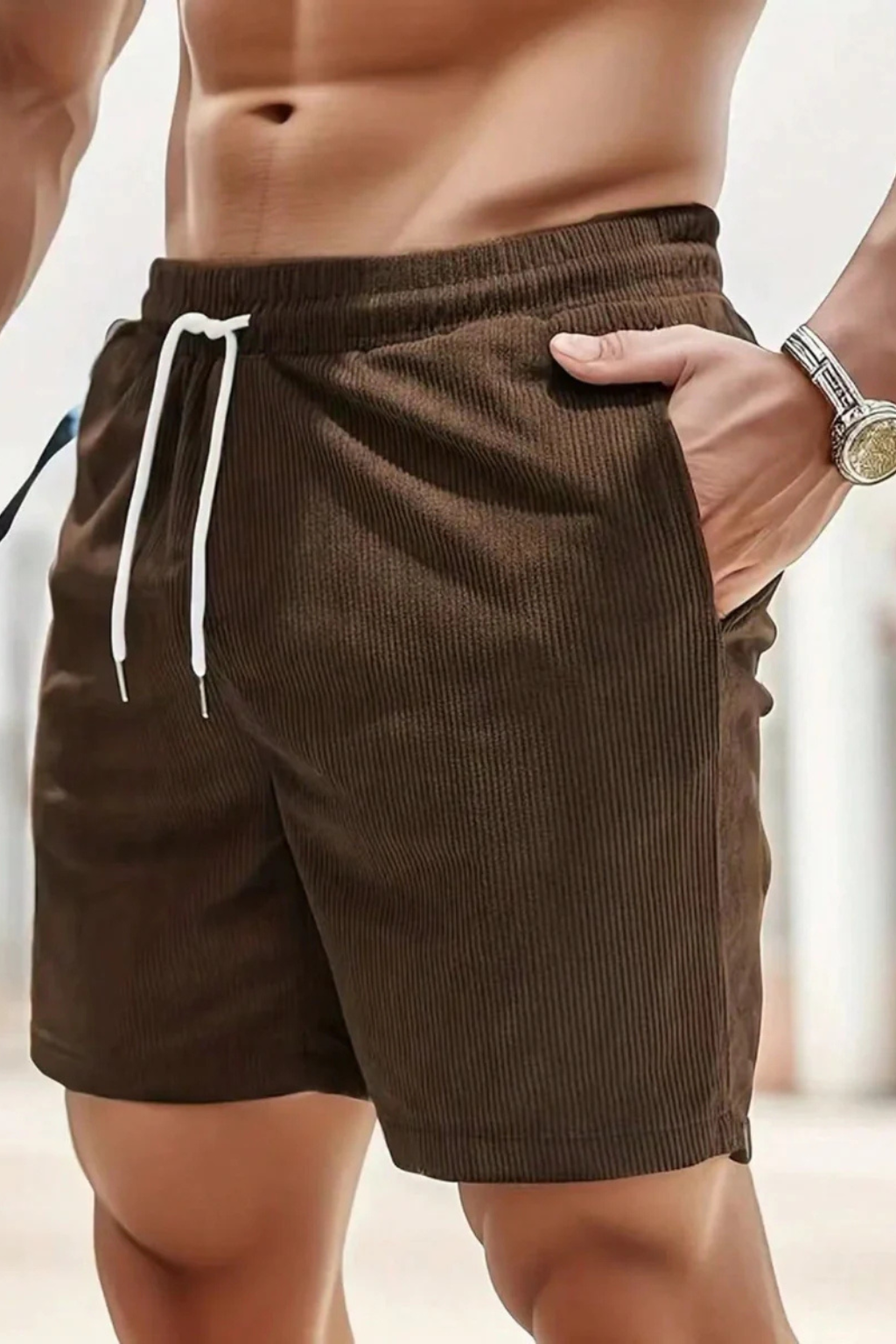 Dalby Herren Shorts – Cord Relaxed Fit mit Kordelzug Bund