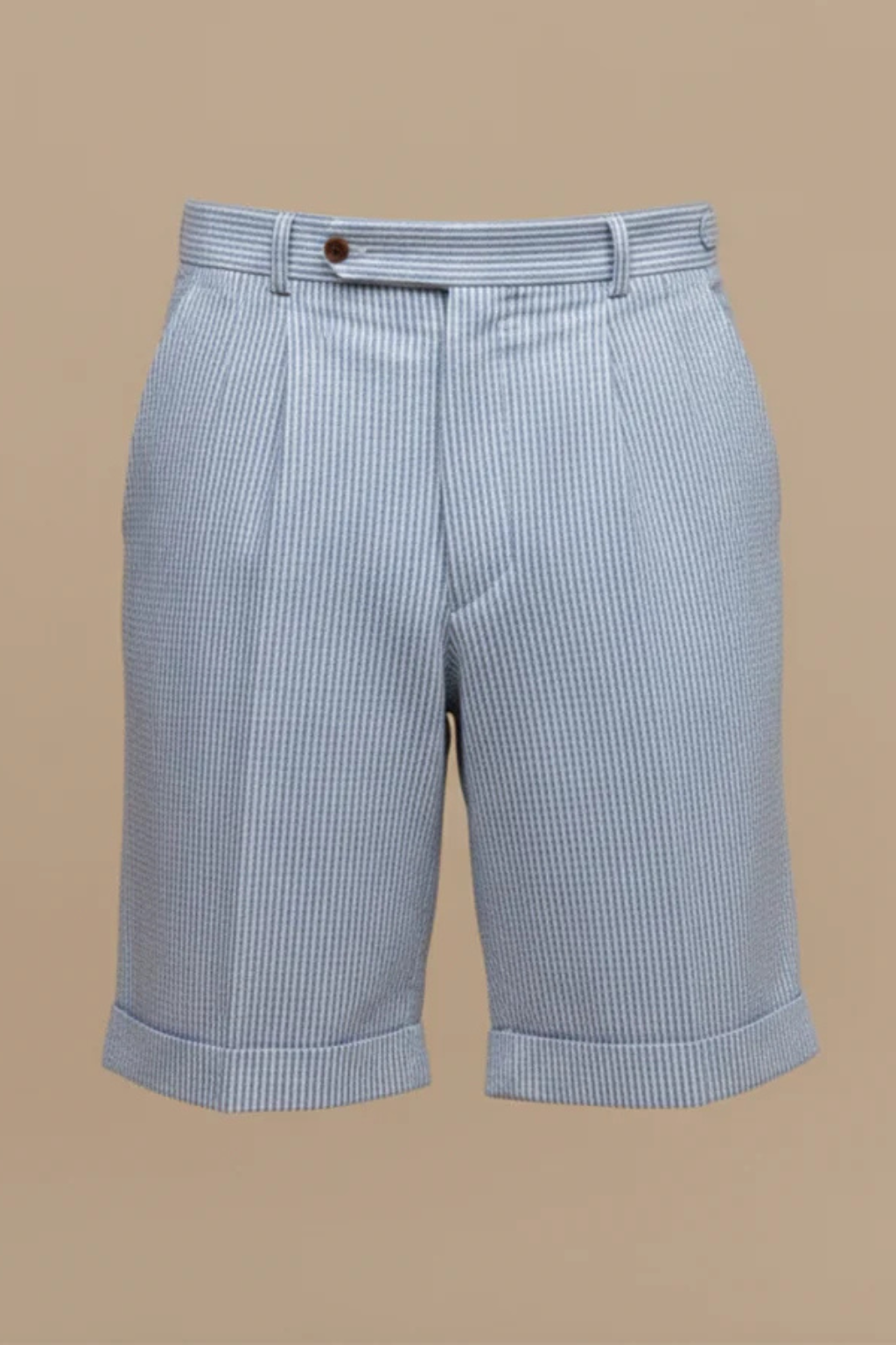 Scott Herren Chino Shorts – High Waist & Seersucker Streifen mit Umschlag