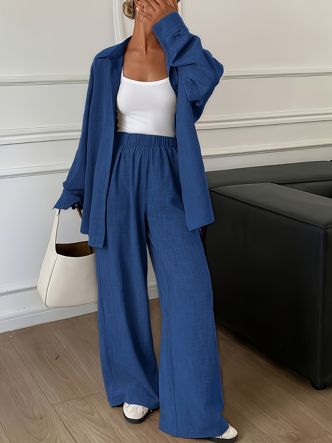 Damen Elegantes Set mit Langarmhemd und Hose