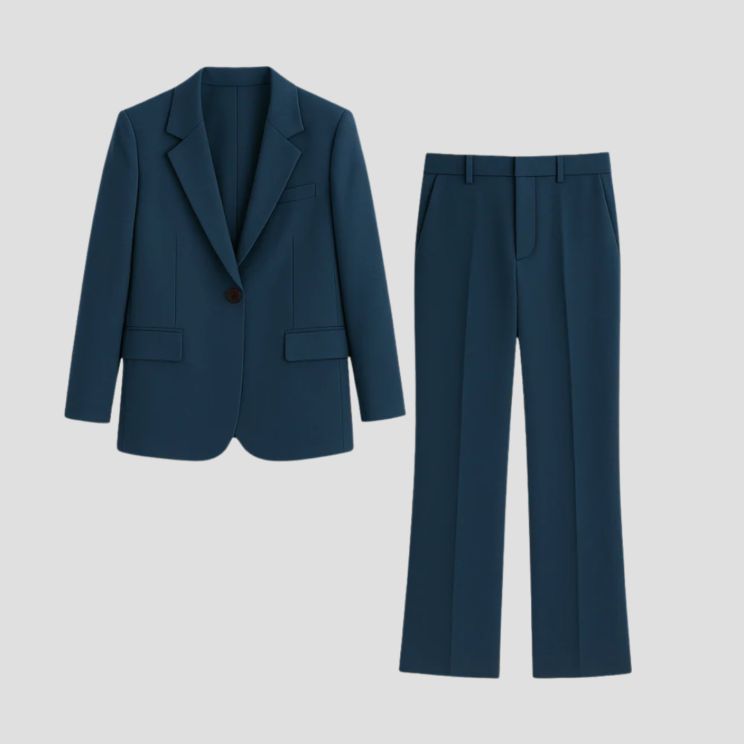 Damen Anzug-Set mit Langem Blazer & Hose