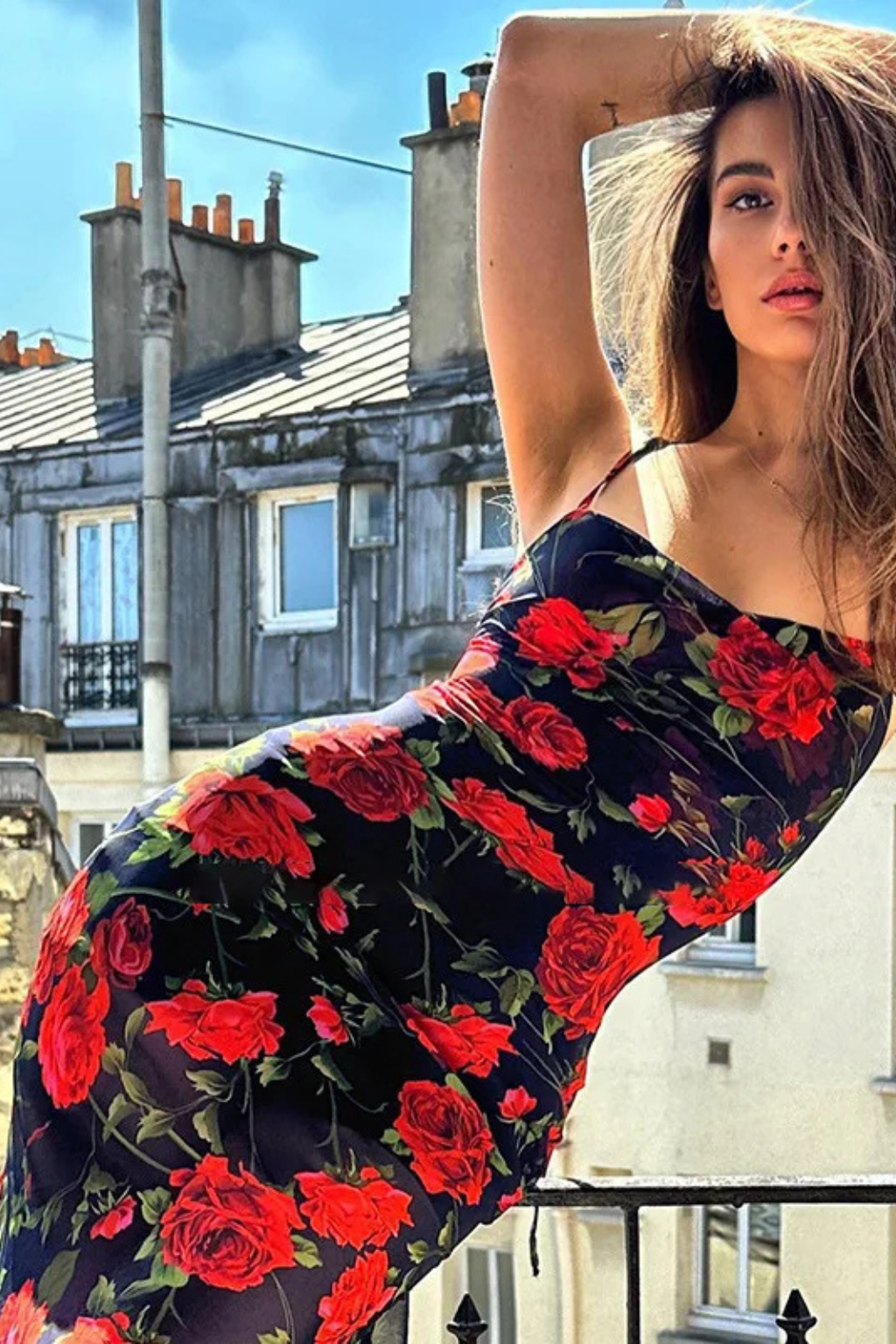Elara Damen Maxikleid – Floral & Spaghettiträger Sommer Elegant