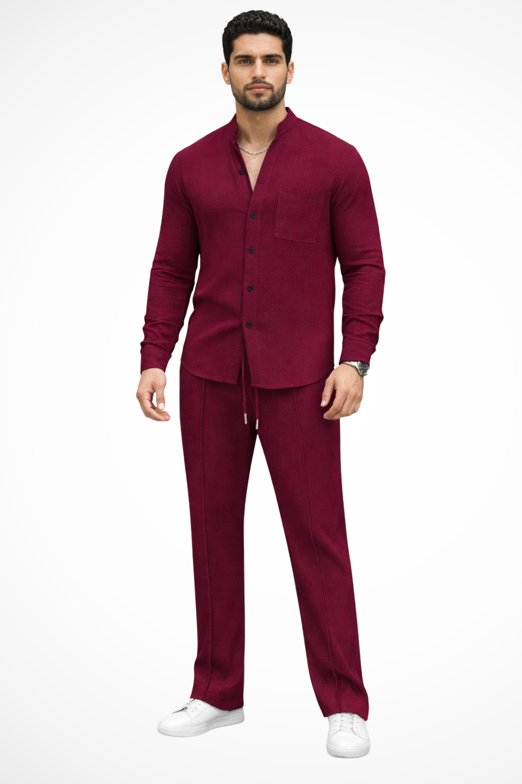 Barrington | Men Textured Button Shirt and Trousers 2 Piece Set