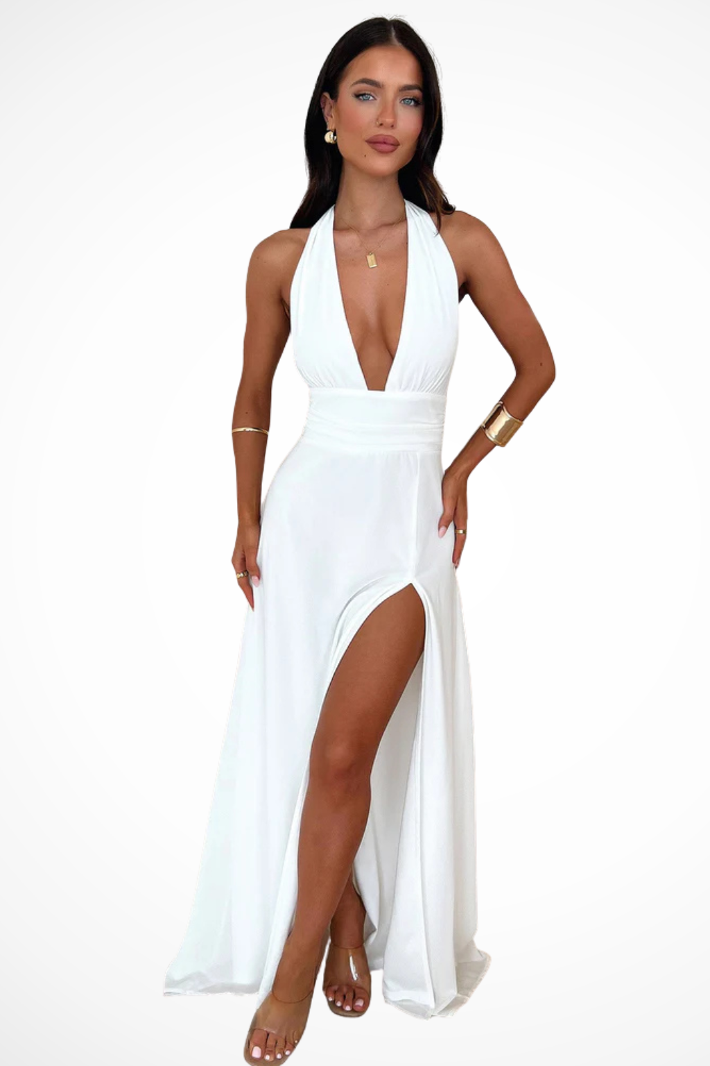Kaelira | Damen Maxikleid – Halterneck & Elegant mit Schlitz