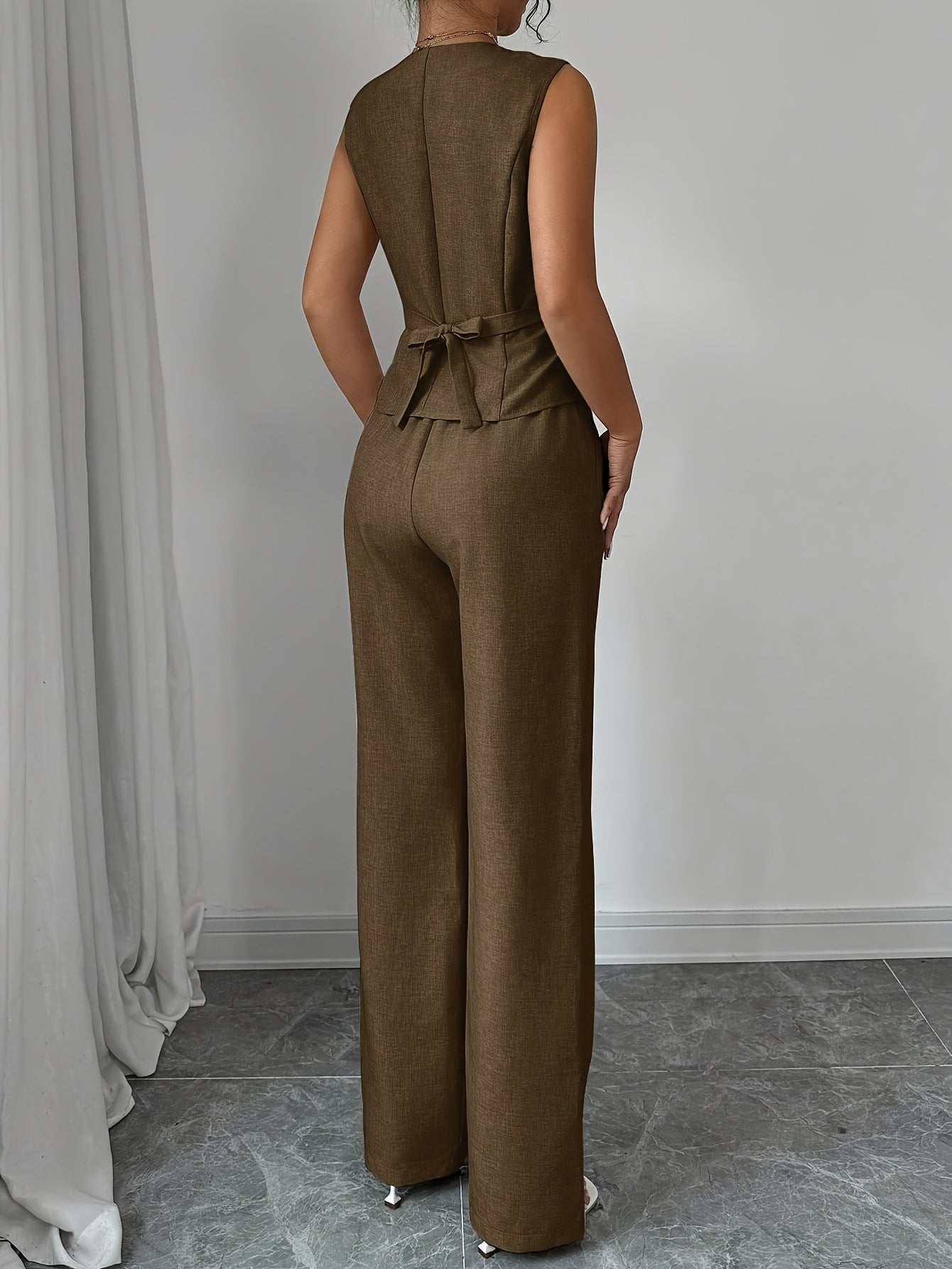 Damen Business Casual Set mit Weste und Gerader Hose