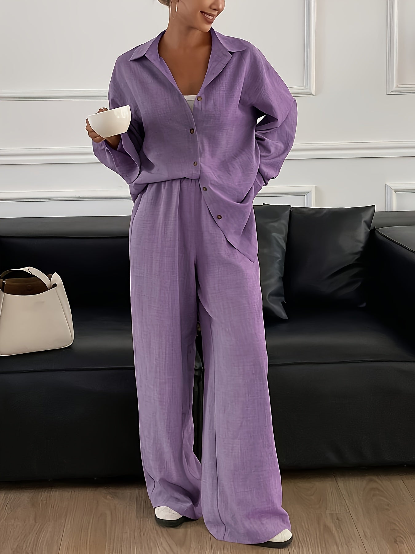 Damen Elegantes Set mit Langarmhemd und Hose