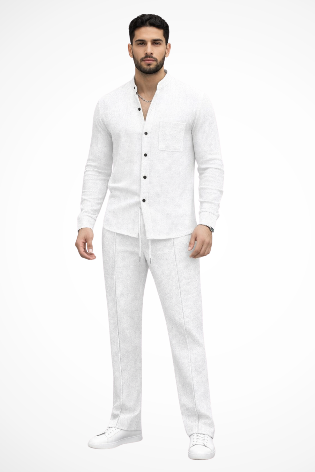 Barrington | Men Textured Button Shirt and Trousers 2 Piece Set
