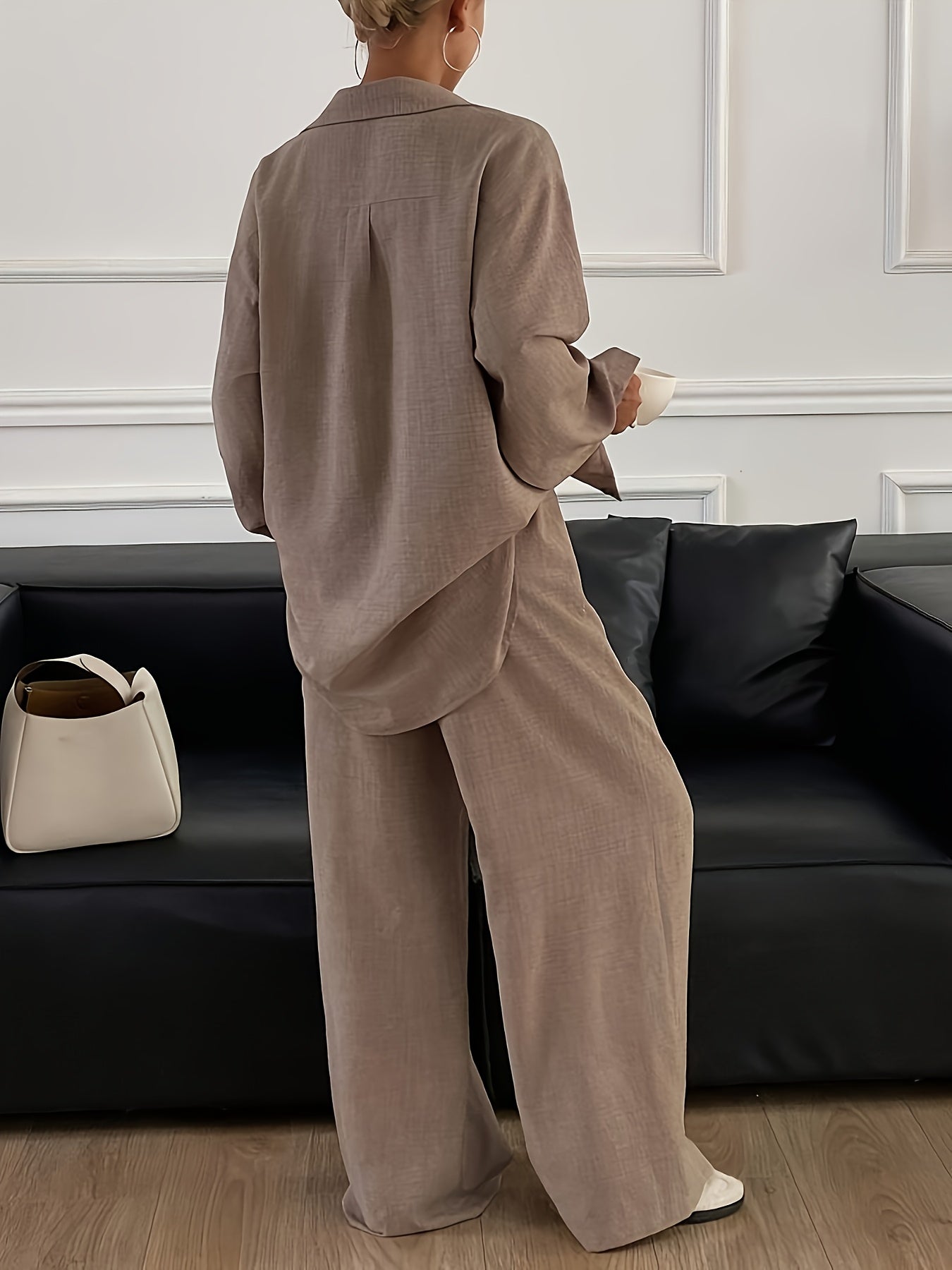 Damen Elegantes Set mit Langarmhemd und Hose