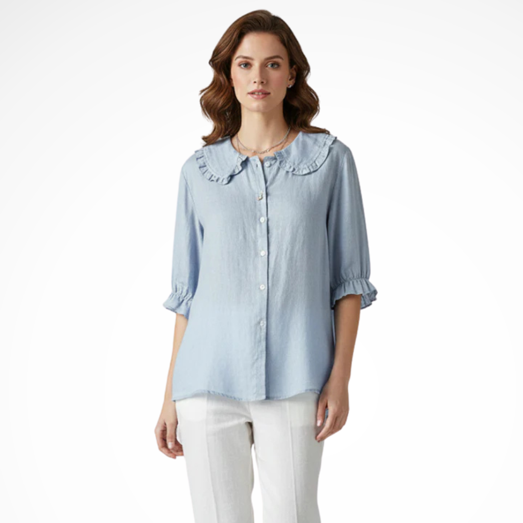 Harriet | Damen Bluse – Rüschenkragen & Volantärmel Elegant