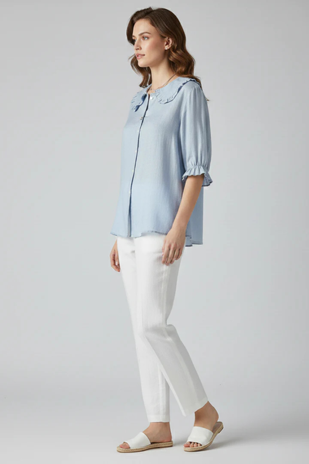 Harriet | Damen Bluse – Rüschenkragen & Volantärmel Elegant