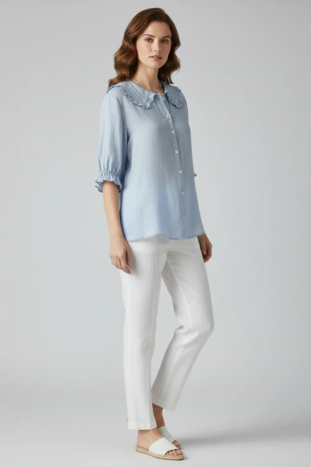 Harriet | Damen Bluse – Rüschenkragen & Volantärmel Elegant
