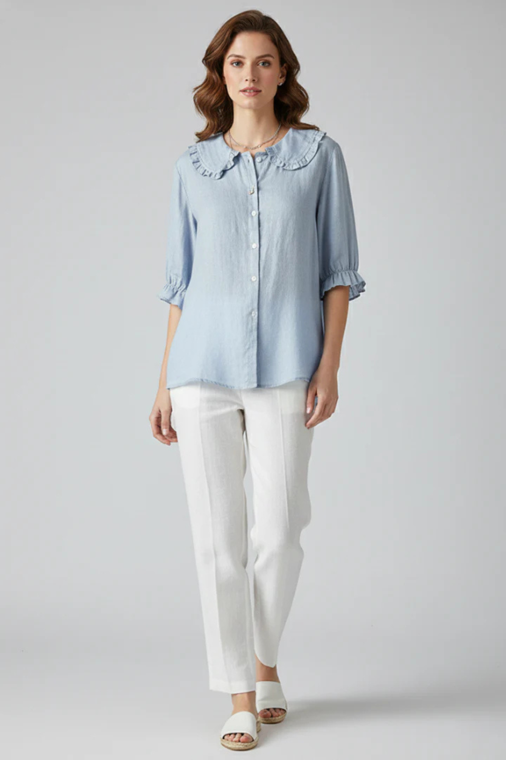 Harriet | Damen Bluse – Rüschenkragen & Volantärmel Elegant