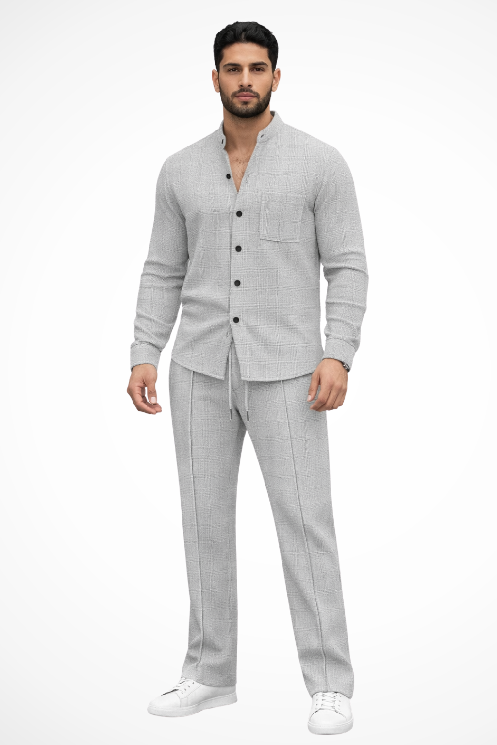 Barrington | Men Textured Button Shirt and Trousers 2 Piece Set