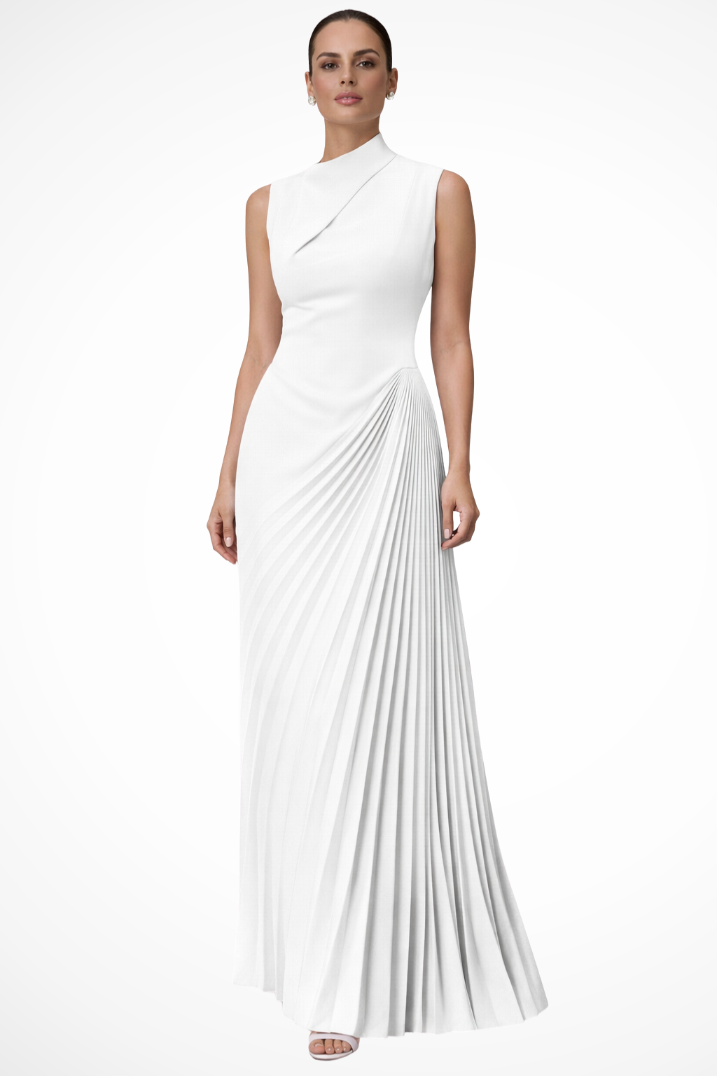 Lolalita Damen Maxikleid – One-Shoulder & Plissiert Elegant
