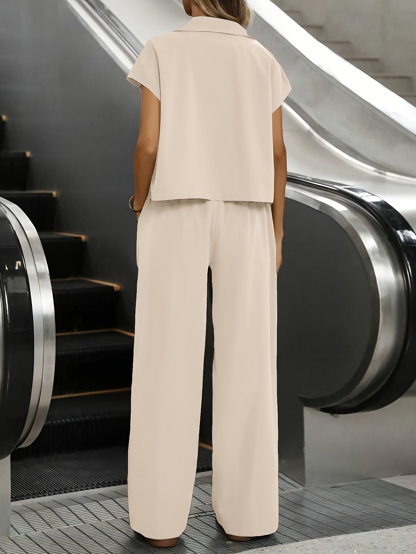 Damen Casual Set mit Kurzarmhemd und Hose
