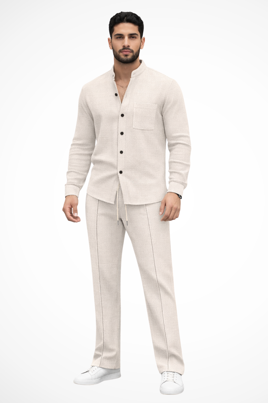 Barrington | Men Textured Button Shirt and Trousers 2 Piece Set