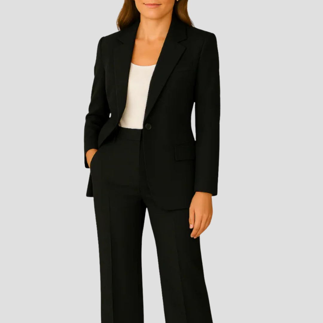 Damen Anzug-Set mit Langem Blazer & Hose