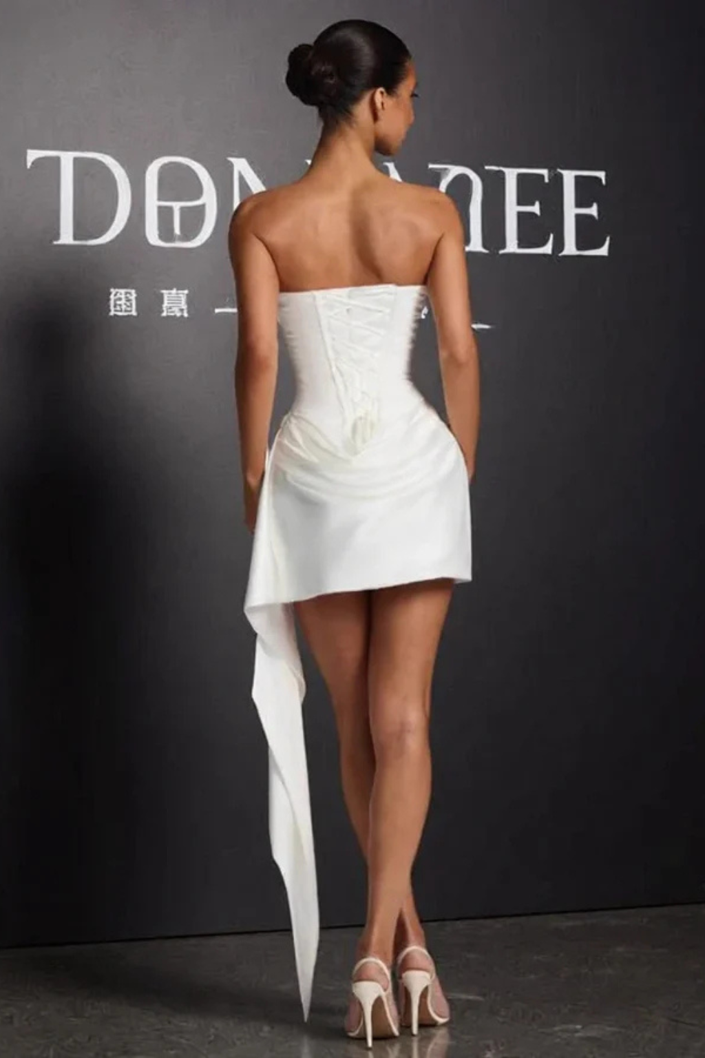 Zafrina | Damen Satin Minikleid – Corset & Schulterfrei Elegant