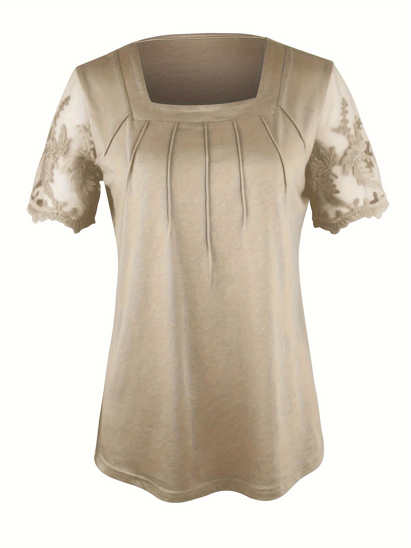 Damen Langkleid Elegant mit Quadratischem Ausschnitt und Spitze