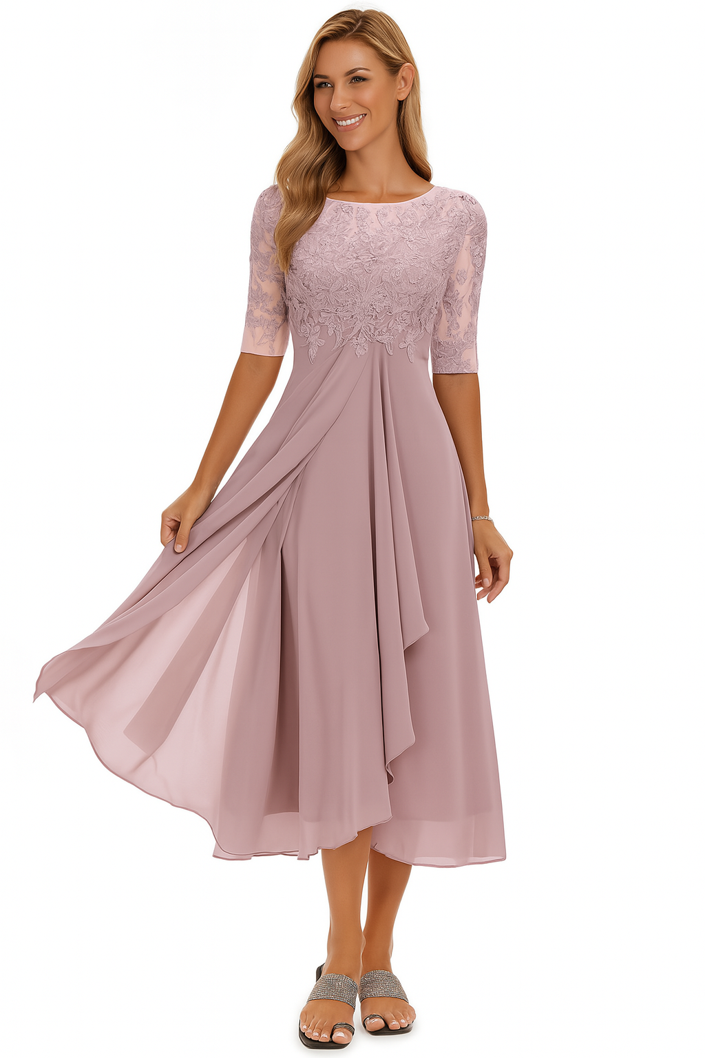 Greta | Damen Sommer A Linie Midi Kleid