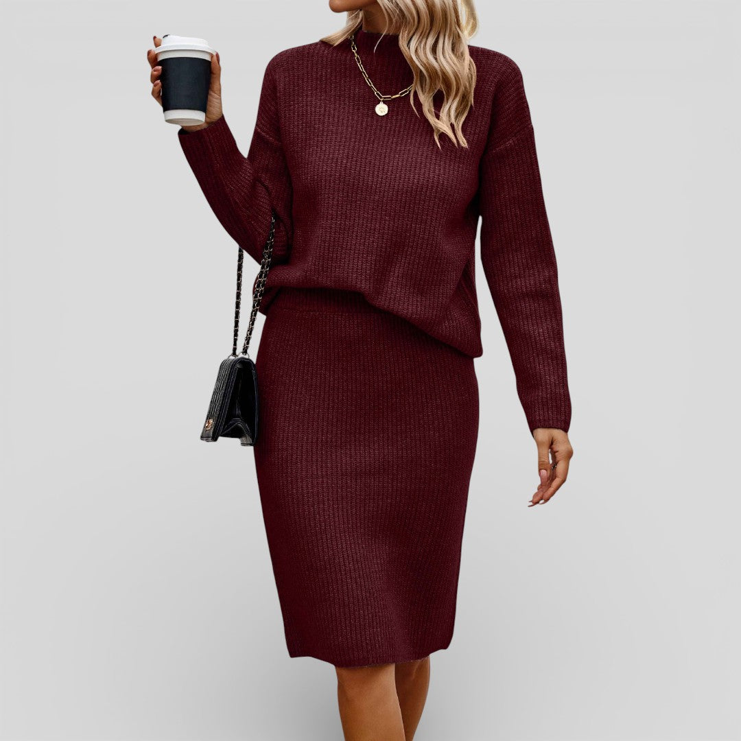 Damen Zweiteiler Set mit Lockerem Schnitt - Gerippter Zweiteiler - Rundhalsausschnitt