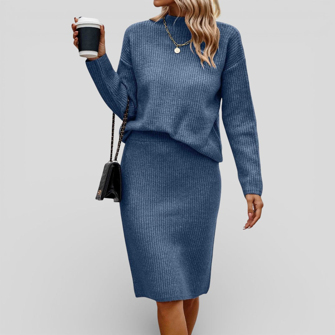 Damen Zweiteiler Set mit Lockerem Schnitt - Gerippter Zweiteiler - Rundhalsausschnitt