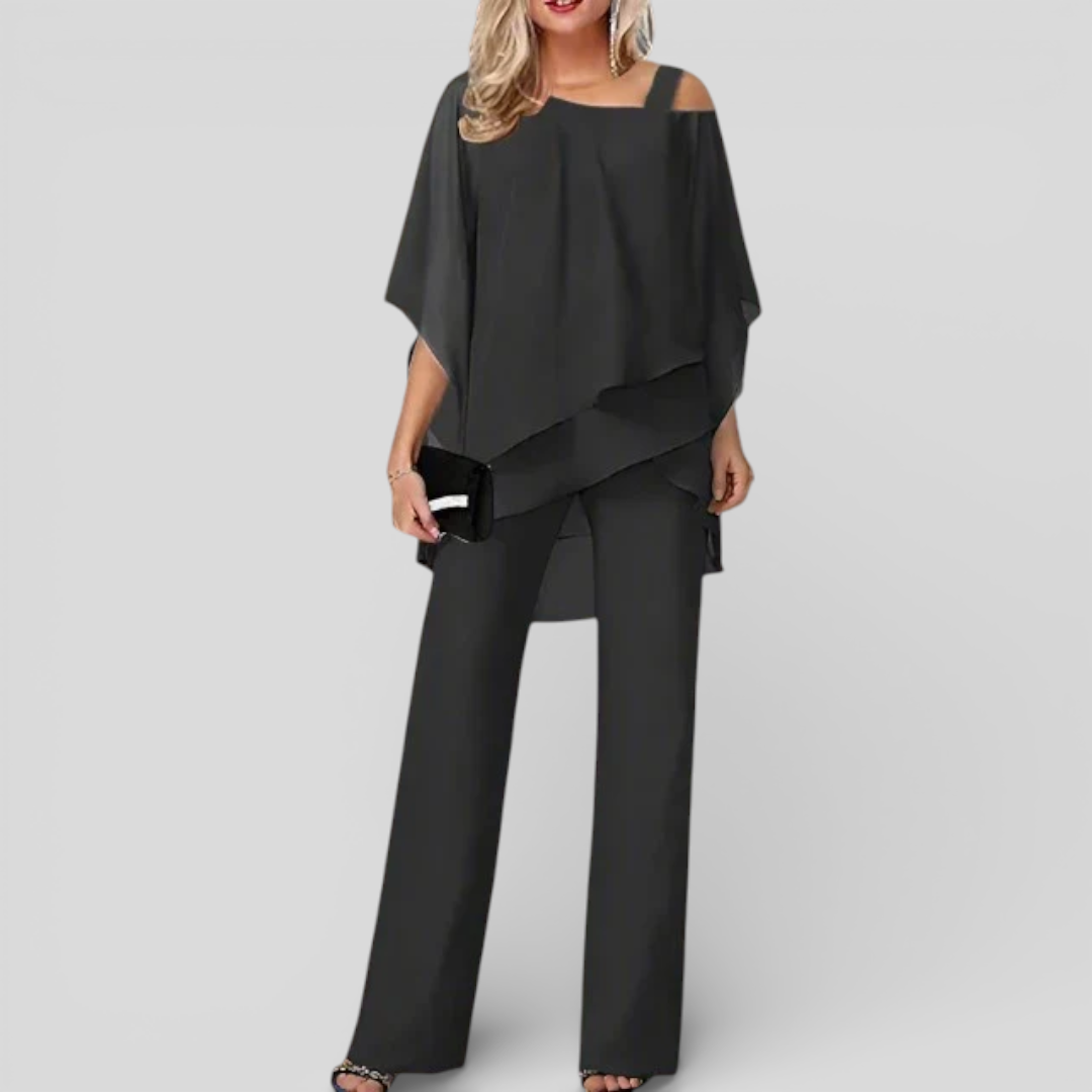 Damen Zweiteiler mit Lockerem Schnitt - Eleganter Zweiteiler - V-Ausschnitt