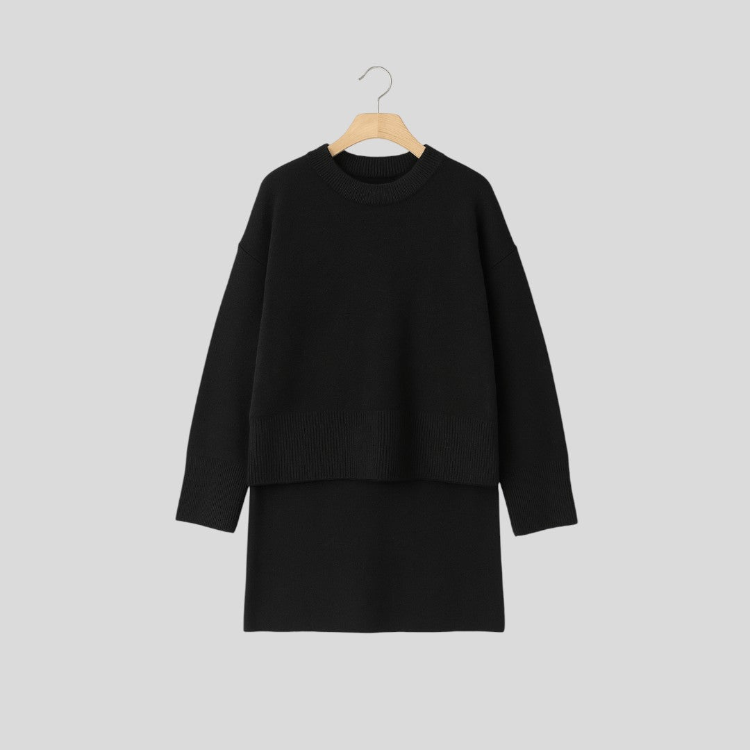 Damen Zweiteiler mit Lockerem Schnitt - Kurzer Zweiteiler - Rundhalsausschnitt