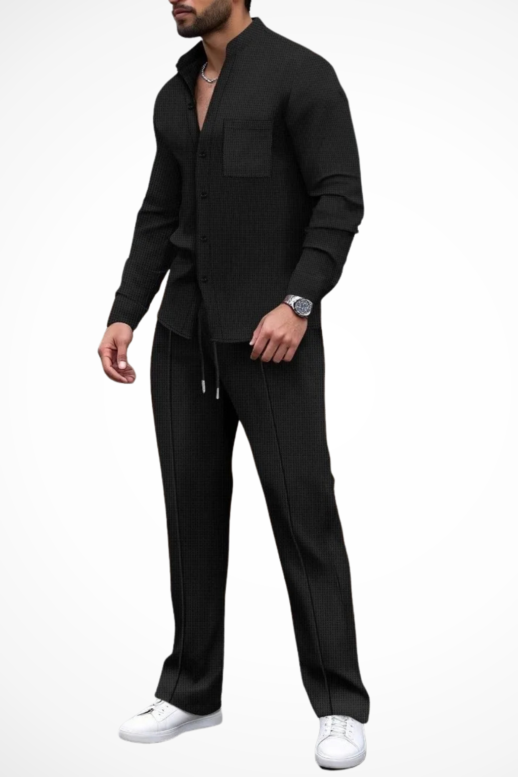 Barrington | Men Textured Button Shirt and Trousers 2 Piece Set