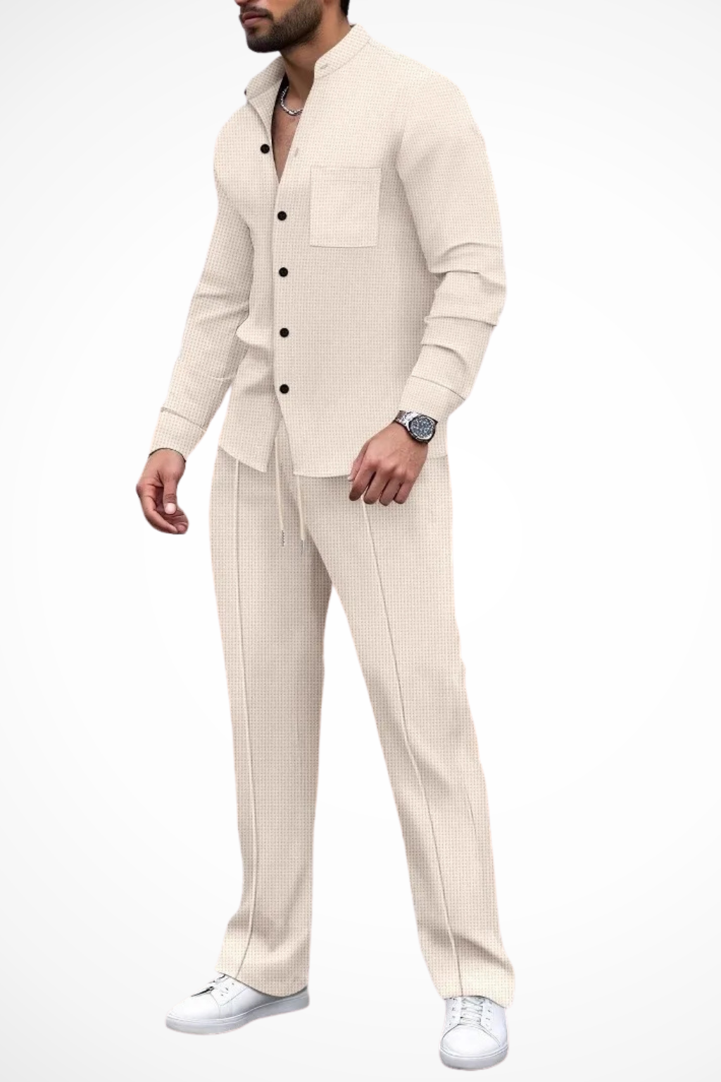 Barrington | Men Textured Button Shirt and Trousers 2 Piece Set