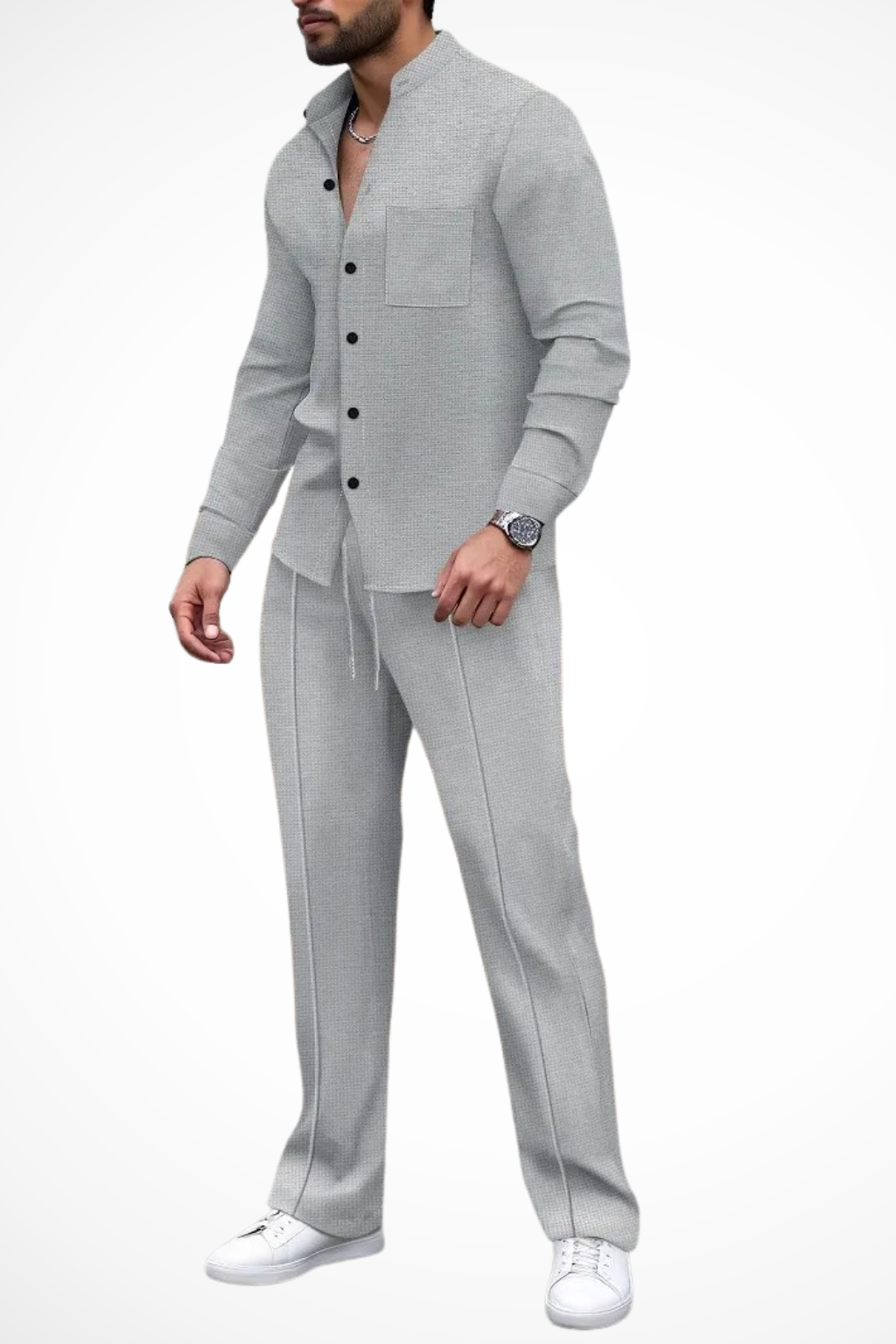 Barrington | Men Textured Button Shirt and Trousers 2 Piece Set