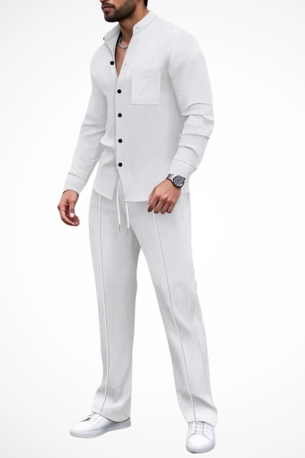 Barrington | Men Textured Button Shirt and Trousers 2 Piece Set