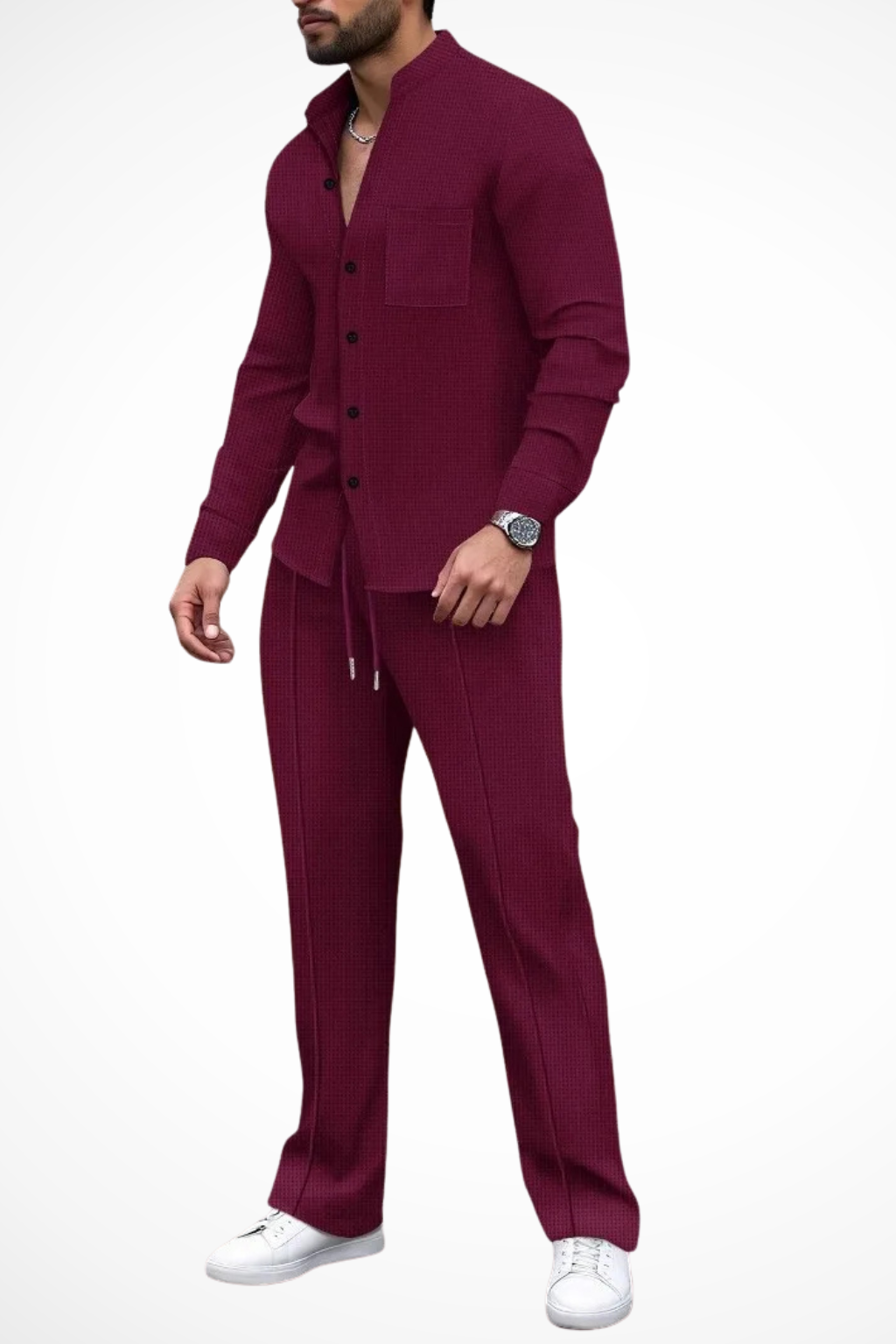 Barrington | Men Textured Button Shirt and Trousers 2 Piece Set