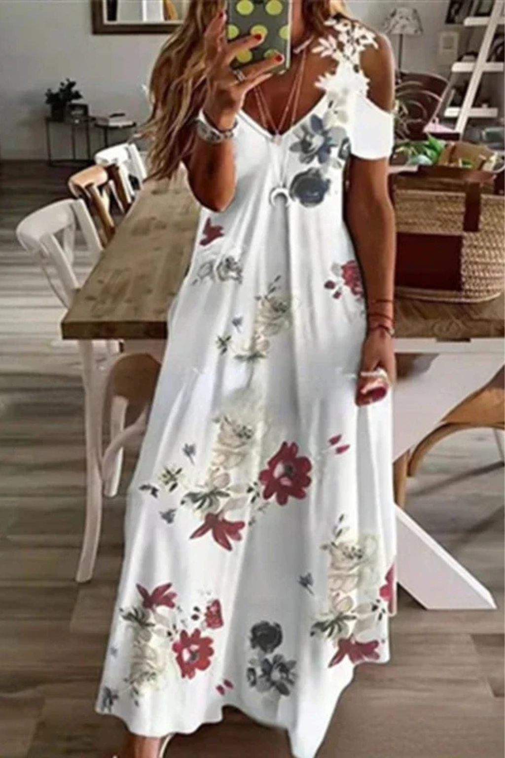 Rosana Damen Maxikleid – Floral & Ärmellos Sommerlich Elegant