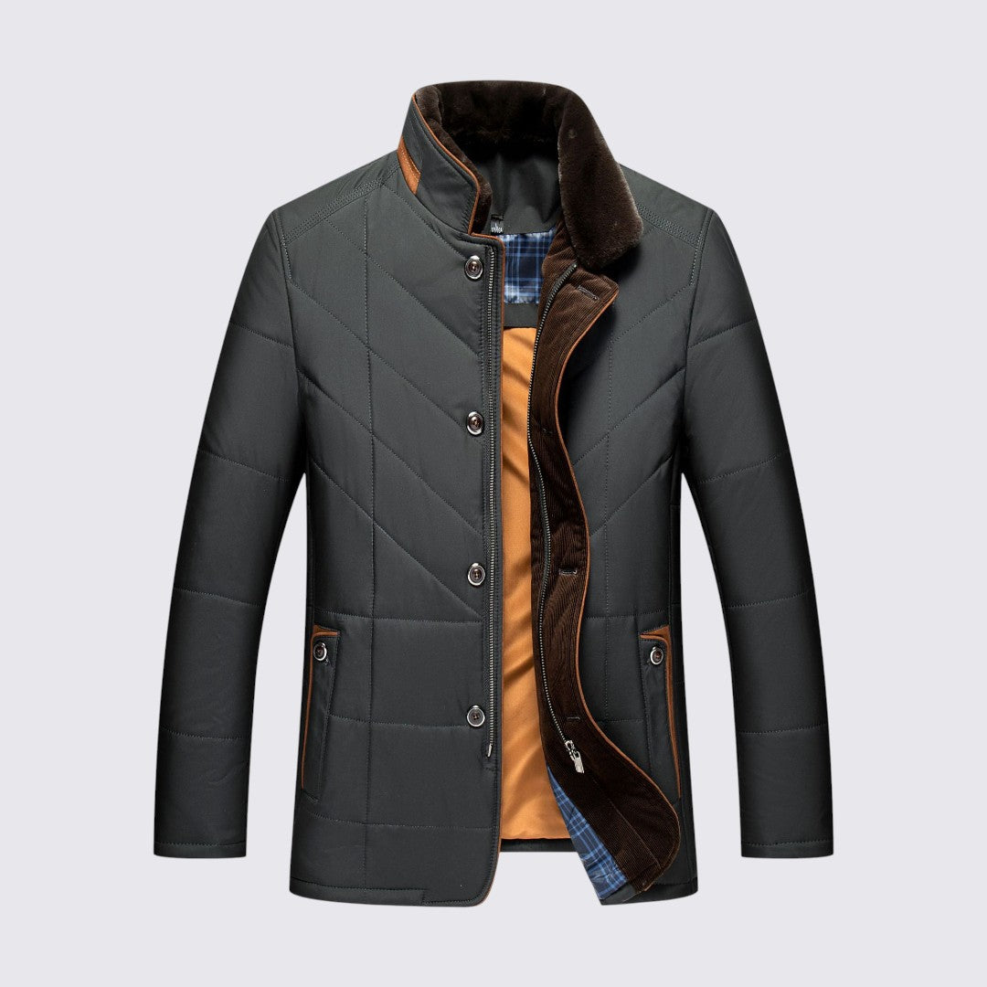 Herren Jacke mit Knopfleiste - Gesteppte Übergangsjacke - Karofutter