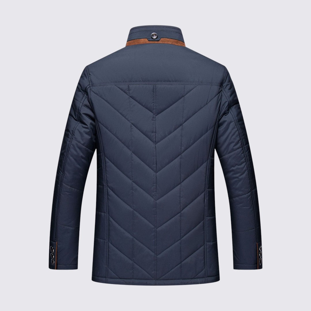 Herren Jacke mit Knopfleiste - Gesteppte Übergangsjacke - Karofutter