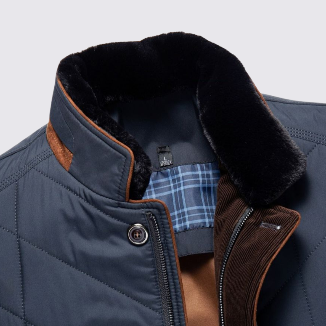 Herren Jacke mit Knopfleiste - Gesteppte Übergangsjacke - Karofutter