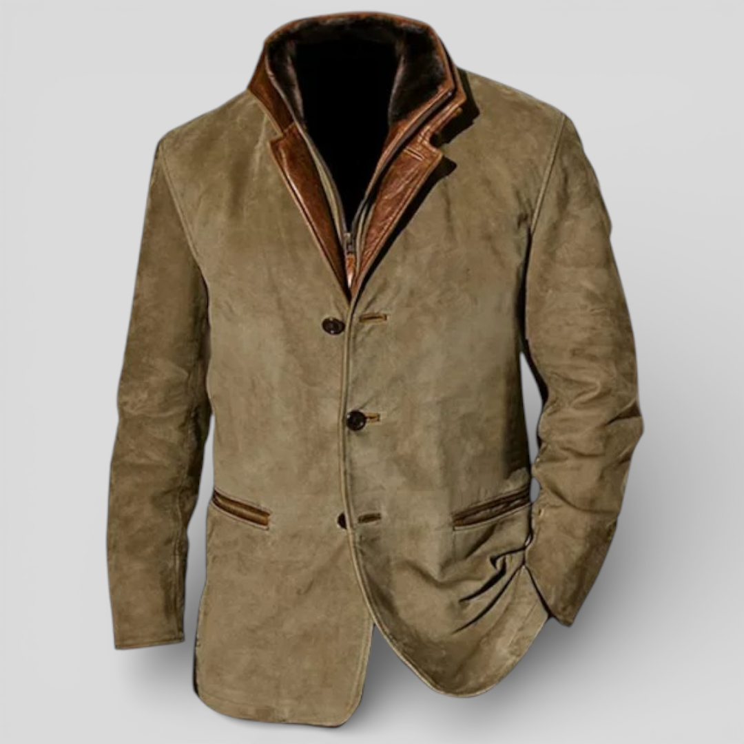 Herren Jacke mit Reverskragen - Klassischer Jacke - Knopfleiste Vorne