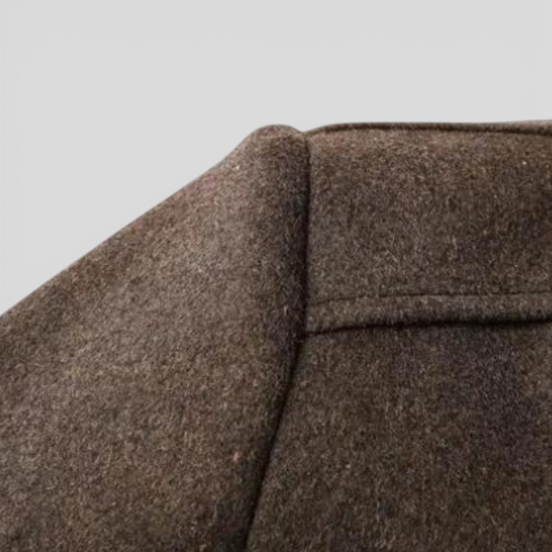 Herren Mantel mit Stehkragen - Langer Mantel - Knopfleiste Vorne