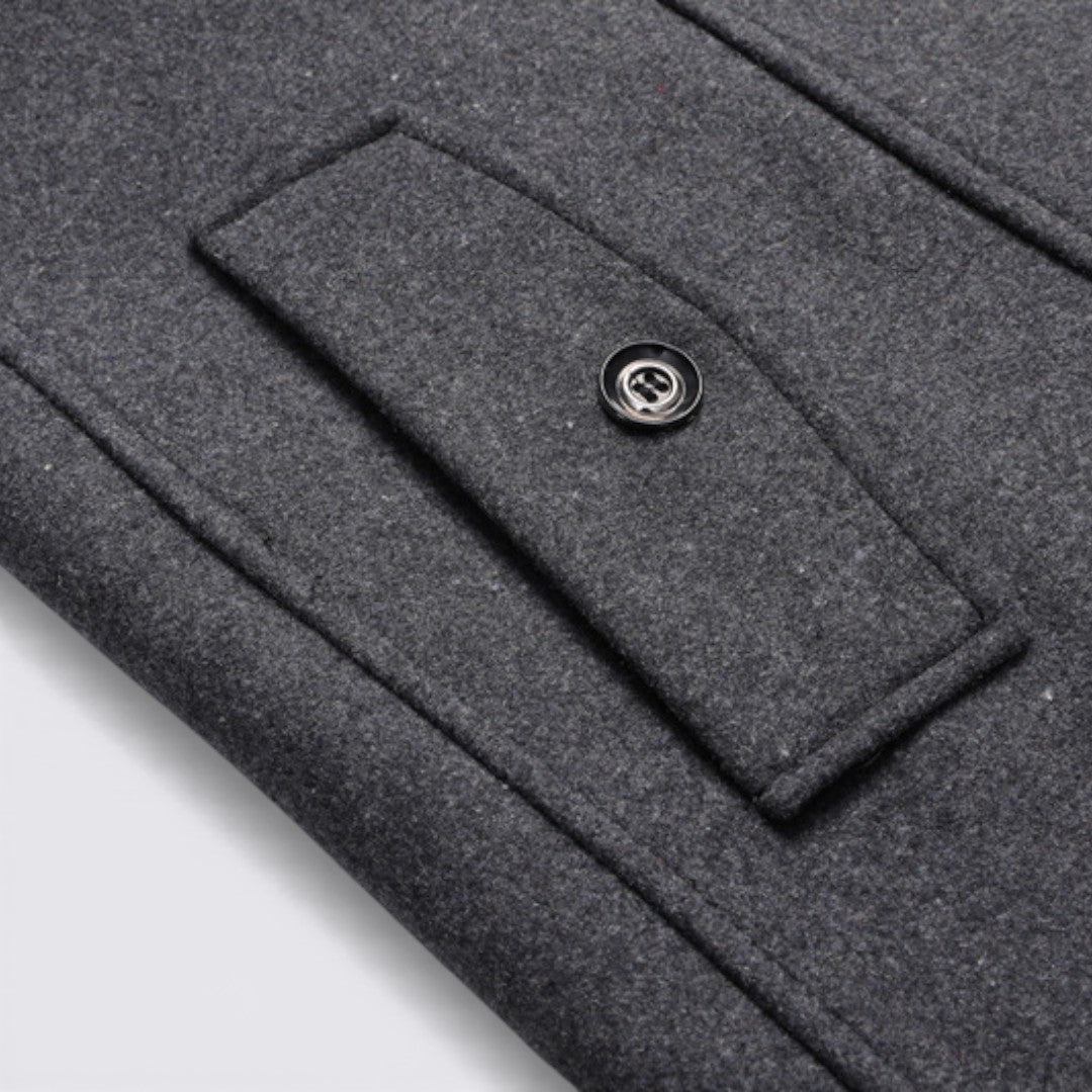 Herren Mantel mit Stehkragen - Langer Mantel - Reißverschluss Vorne