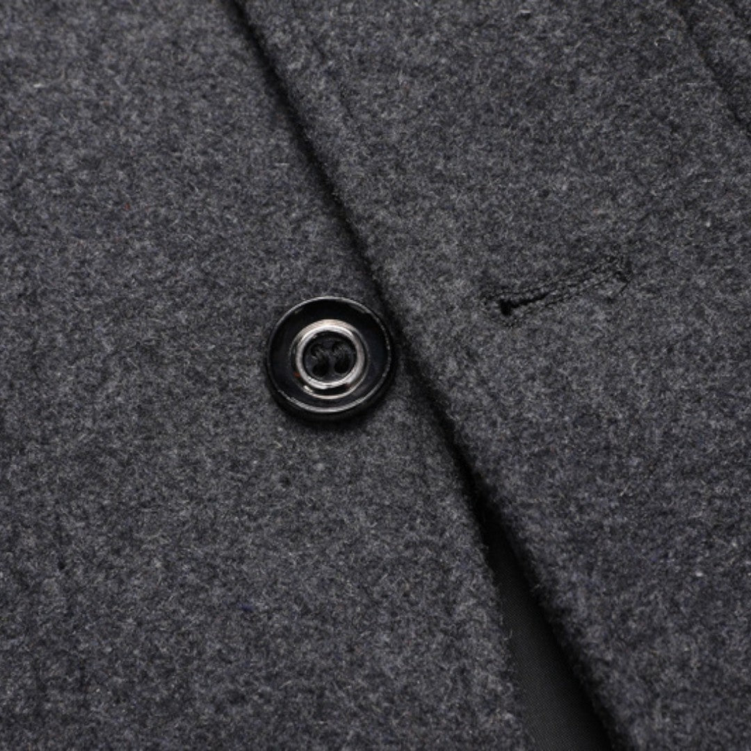 Herren Mantel mit Stehkragen - Langer Mantel - Reißverschluss Vorne