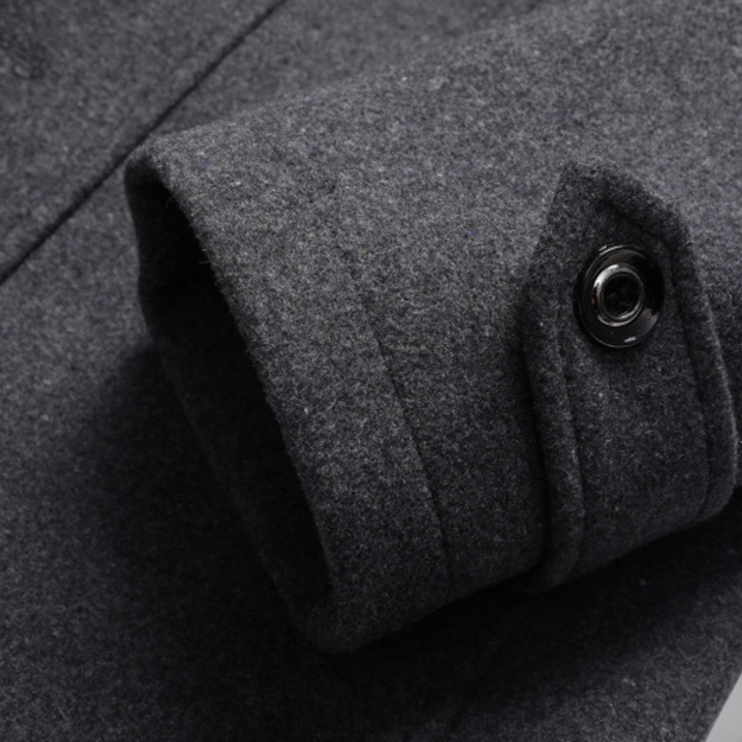 Herren Mantel mit Stehkragen - Langer Mantel - Reißverschluss Vorne