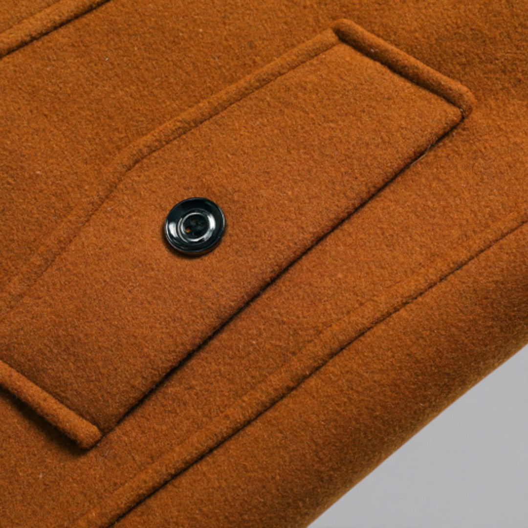 Herren Mantel mit Stehkragen - Langer Mantel - Reißverschluss Vorne