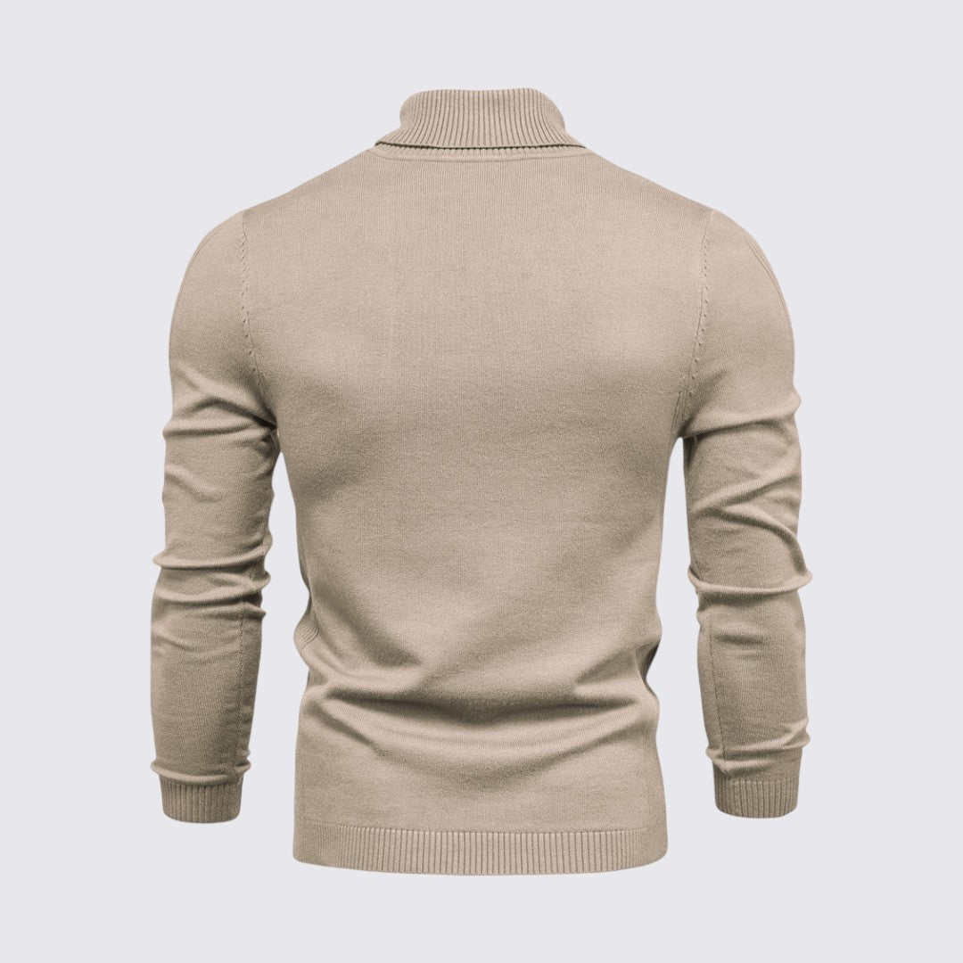 Herren Pullover mit Rollkragen - Klassischer Pullover - Gerippte Bündchen