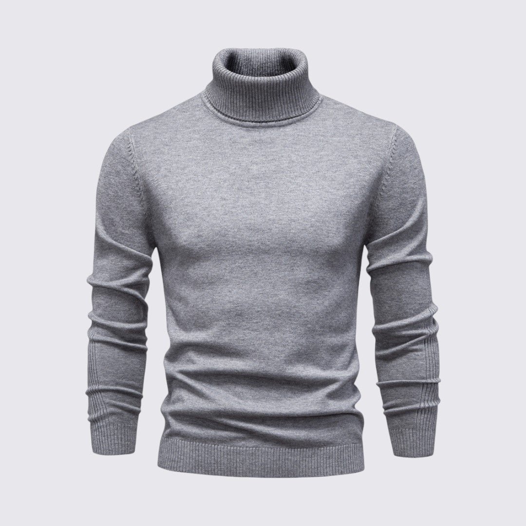 Herren Pullover mit Rollkragen - Klassischer Pullover - Gerippte Bündchen