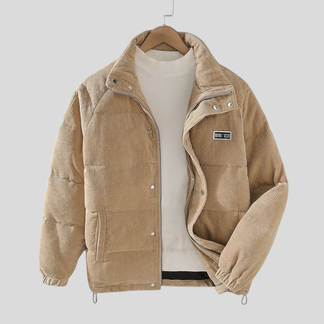 Herren Winterjacke mit Stehkragen - Moderne Winterjacke - Knopfleiste Vorne