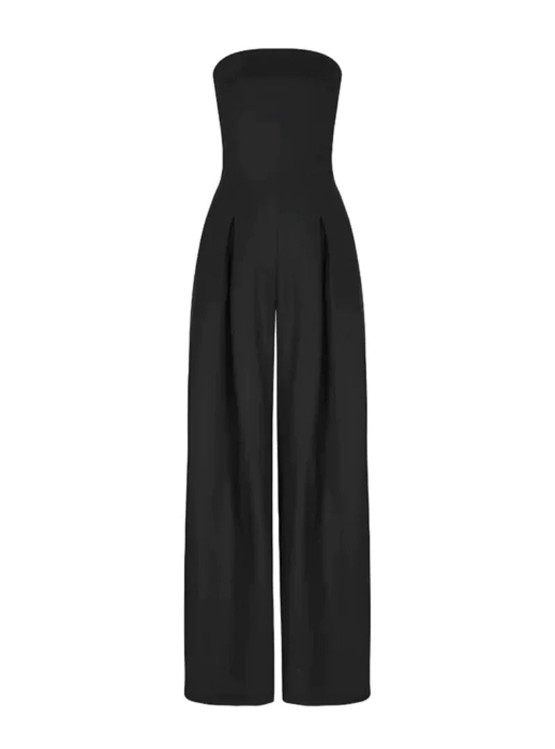 Damen Trägerloser Sommer Jumpsuit mit Weitem Bein