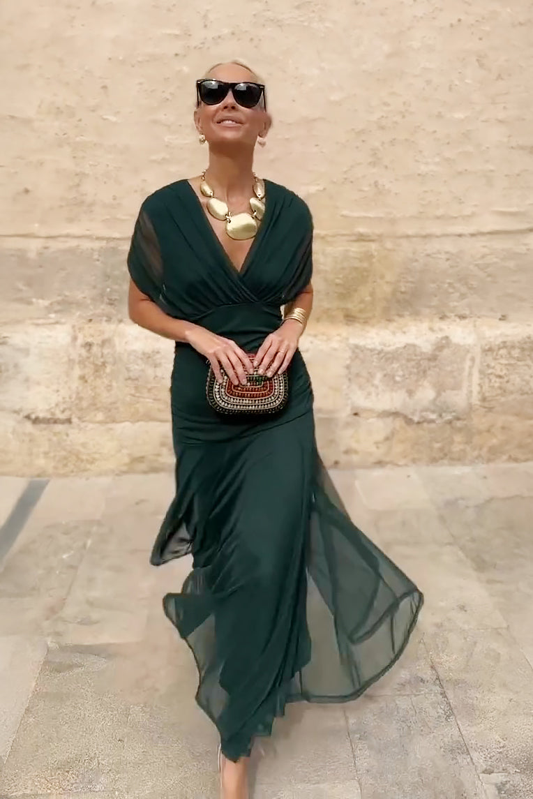 Damen Klassisches Abendkleid mit V-Ausschnitt
