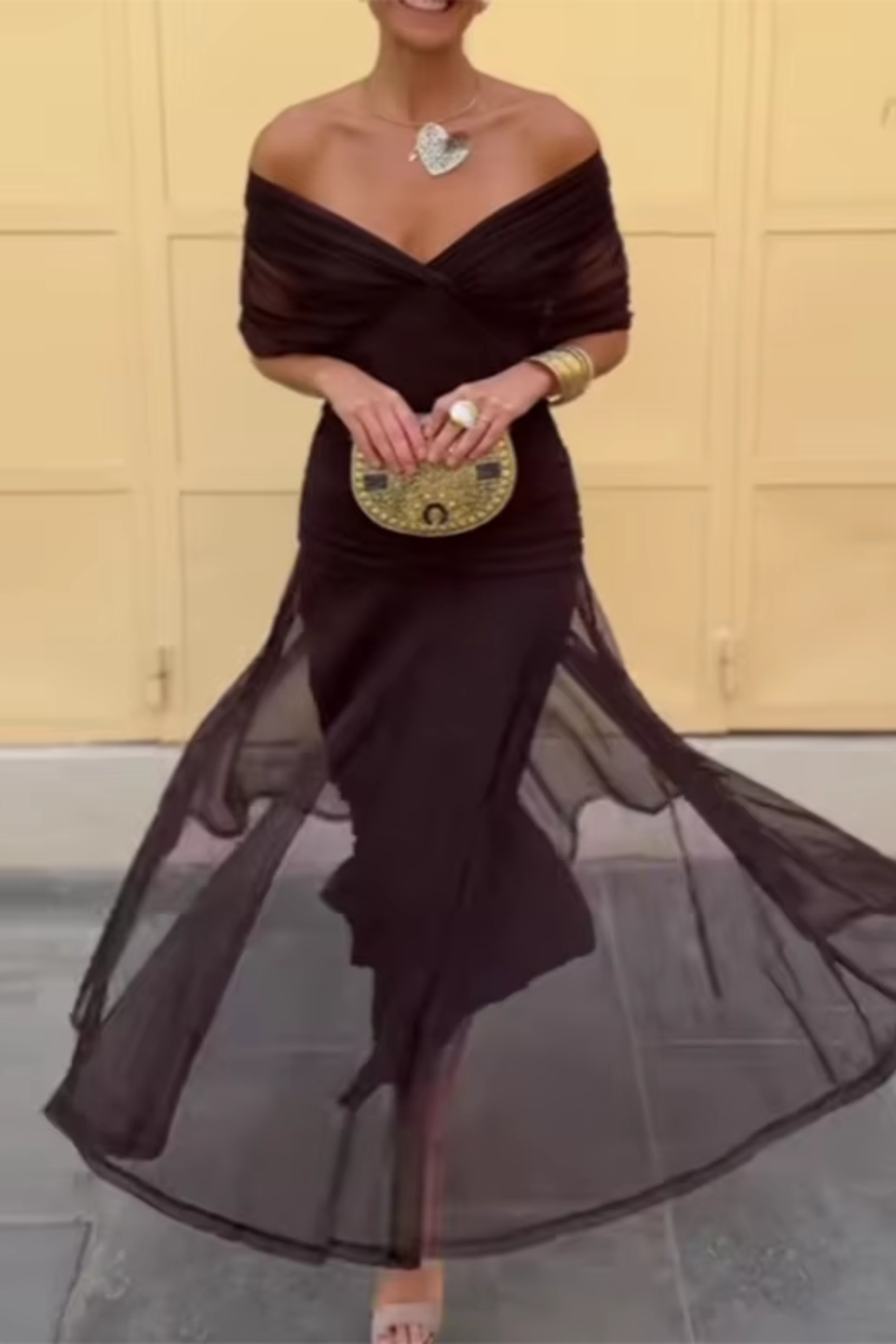 Damen Klassisches Abendkleid mit V-Ausschnitt
