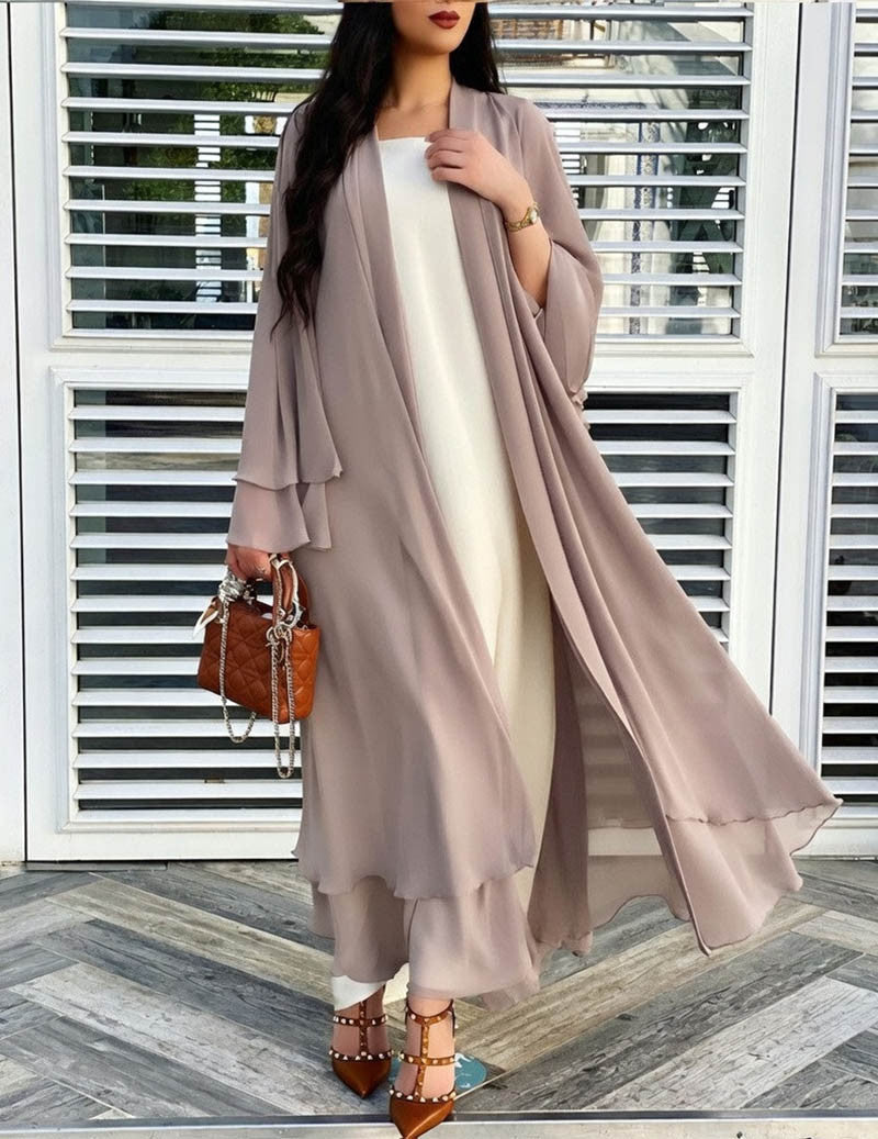 Damen Chiffon Kimono Cardigan mit Rüschen